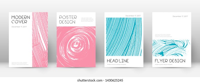 Cover page design template. Minimal brochure layout. Classic trendy abstract cover page. Pink and blue grunge texture background. Beauteous poster.