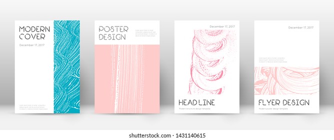 Cover page design template. Minimal brochure layout. Charming trendy abstract cover page. Pink and blue grunge texture background. Dazzling poster.