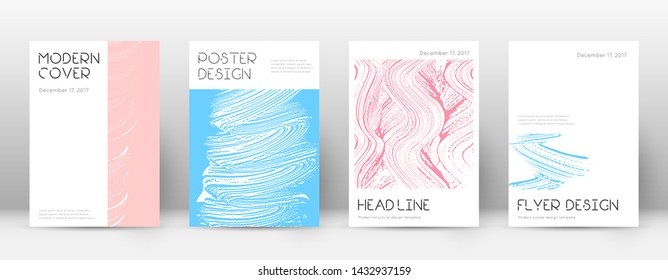 Cover page design template. Minimal brochure layout. Charming trendy abstract cover page. Pink and blue grunge texture background. Alive poster.