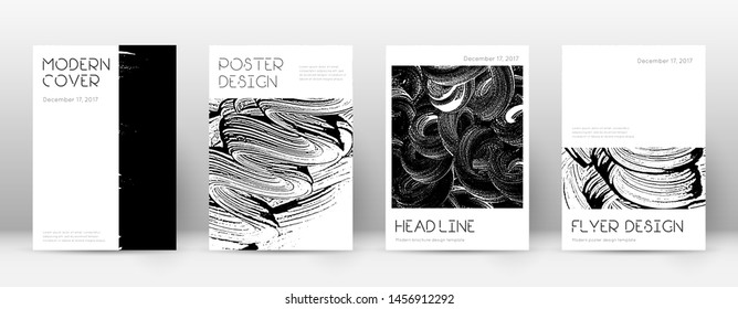 Cover page design template. Minimal brochure layout. Captivating trendy abstract cover page. Black and white grunge texture background. Excellent poster.