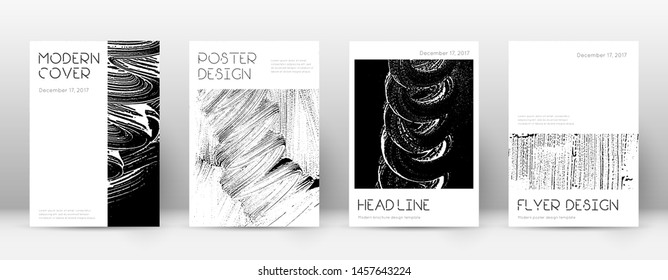 Cover page design template. Minimal brochure layout. Captivating trendy abstract cover page. Black and white grunge texture background. Fetching poster.