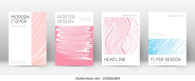 Cover page design template. Minimal brochure layout. Charming trendy abstract cover page. Pink and blue grunge texture background. Alluring poster.