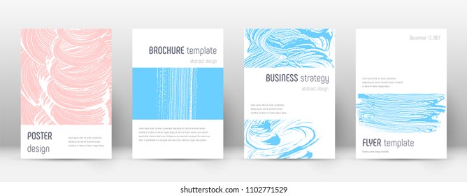 Cover page design template. Minimalistic brochure layout. Breathtaking trendy abstract cover page. Pink and blue grunge texture background. Fine poster.