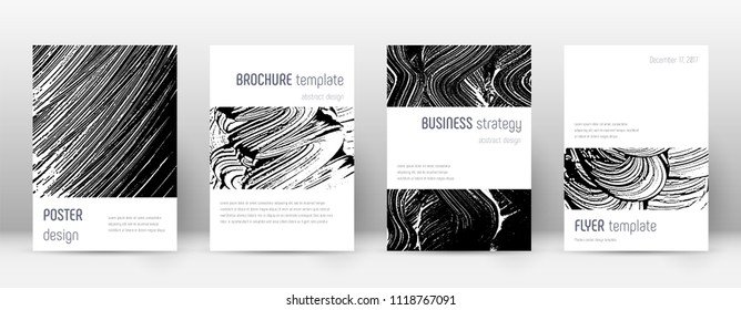 Cover page design template. Minimalistic brochure layout. Classic trendy abstract cover page. Black and white grunge texture background. Exceptional poster.