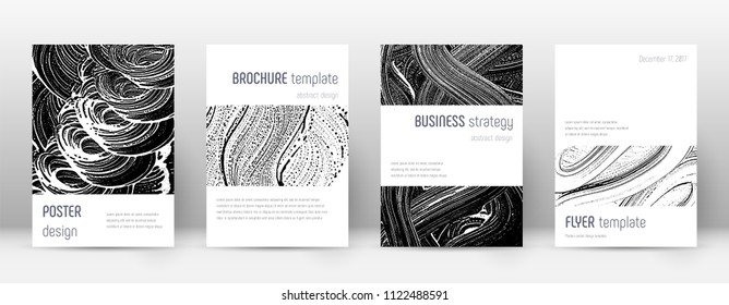 Cover page design template. Minimalistic brochure layout. Classic trendy abstract cover page. Black and white grunge texture background. Marvelous poster.