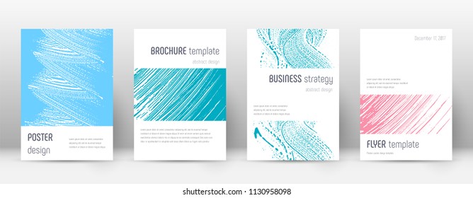 Cover page design template. Minimalistic brochure layout. Classy trendy abstract cover page. Pink and blue grunge texture background. Overwhelming poster.