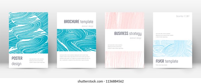 Cover page design template. Minimalistic brochure layout. Classy trendy abstract cover page. Pink and blue grunge texture background. Stylish poster.