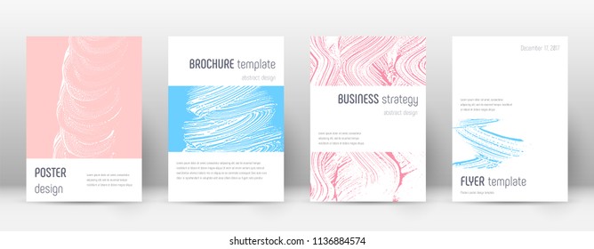 Cover page design template. Minimalistic brochure layout. Classy trendy abstract cover page. Pink and blue grunge texture background. Actual poster.