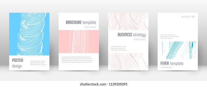 Cover page design template. Minimalistic brochure layout. Classy trendy abstract cover page. Pink and blue grunge texture background. Alluring poster.