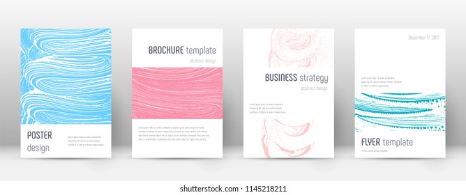 Cover page design template. Minimalistic brochure layout. Comely trendy abstract cover page. Pink and blue grunge texture background. Actual poster.