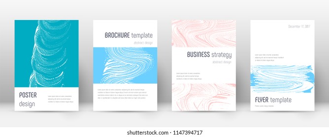 Cover page design template. Minimalistic brochure layout. Classy trendy abstract cover page. Pink and blue grunge texture background. Decent poster.