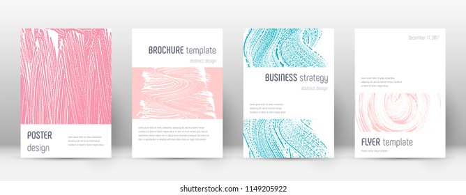 Cover page design template. Minimalistic brochure layout. Classic trendy abstract cover page. Pink and blue grunge texture background. Splendid poster.