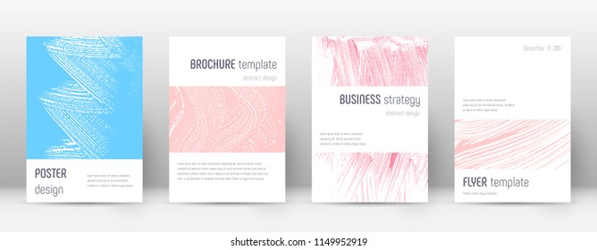 Cover page design template. Minimalistic brochure layout. Classy trendy abstract cover page. Pink and blue grunge texture background. Fabulous poster.
