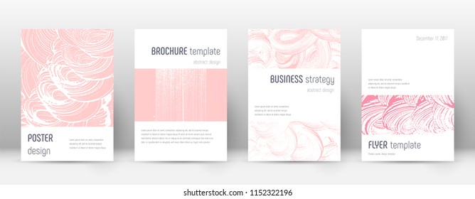 Cover page design template. Minimalistic brochure layout. Classy trendy abstract cover page. Pink and blue grunge texture background. Immaculate poster.