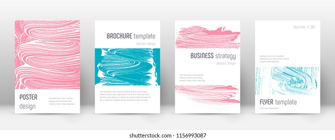 Cover page design template. Minimalistic brochure layout. Classy trendy abstract cover page. Pink and blue grunge texture background. Noteworthy poster.