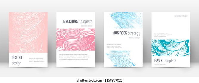 Cover page design template. Minimalistic brochure layout. Classy trendy abstract cover page. Pink and blue grunge texture background. Ravishing poster.