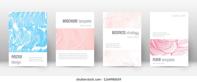 Cover page design template. Minimalistic brochure layout. Classy trendy abstract cover page. Pink and blue grunge texture background. Bewitching poster.