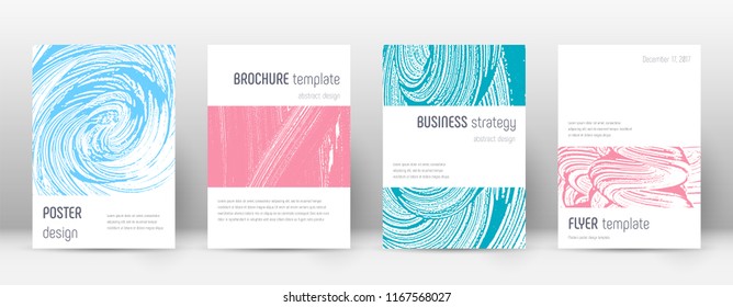 Cover page design template. Minimalistic brochure layout. Classic trendy abstract cover page. Pink and blue grunge texture background. Unusual poster.