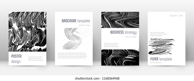 Cover page design template. Minimalistic brochure layout. Classic trendy abstract cover page. Black and white grunge texture background. Impressive poster.