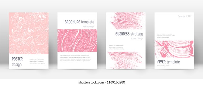 Cover page design template. Minimalistic brochure layout. Classic trendy abstract cover page. Pink and blue grunge texture background. Radiant poster.