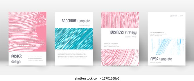 Cover page design template. Minimalistic brochure layout. Classic trendy abstract cover page. Pink and blue grunge texture background. Sightly poster.