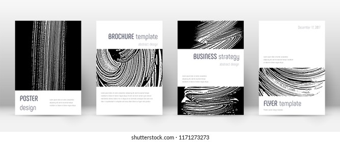 Cover page design template. Minimalistic brochure layout. Classic trendy abstract cover page. Black and white grunge texture background. Noteworthy poster.