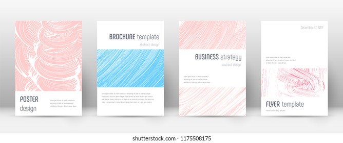 Cover page design template. Minimalistic brochure layout. Classy trendy abstract cover page. Pink and blue grunge texture background. Exotic poster.