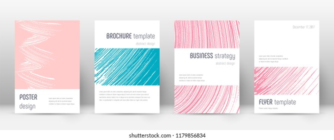 Cover page design template. Minimalistic brochure layout. Classy trendy abstract cover page. Pink and blue grunge texture background. Amazing poster.