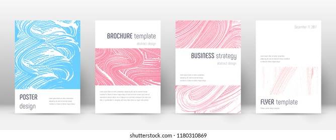 Cover page design template. Minimalistic brochure layout. Classy trendy abstract cover page. Pink and blue grunge texture background. Exceptional poster.