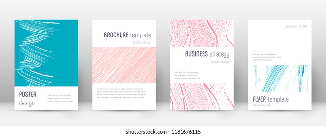 Cover page design template. Minimalistic brochure layout. Classy trendy abstract cover page. Pink and blue grunge texture background. Graceful poster.