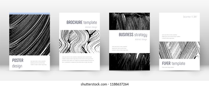 Cover page design template. Minimalistic brochure layout. Classic trendy abstract cover page. Black and white grunge texture background. Likable poster.