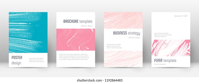 Cover page design template. Minimalistic brochure layout. Classy trendy abstract cover page. Pink and blue grunge texture background. Radiant poster.