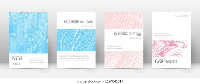 Cover page design template. Minimalistic brochure layout. Classy trendy abstract cover page. Pink and blue grunge texture background. Dazzling poster.