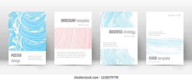 Cover page design template. Minimalistic brochure layout. Classy trendy abstract cover page. Pink and blue grunge texture background. Neat poster.