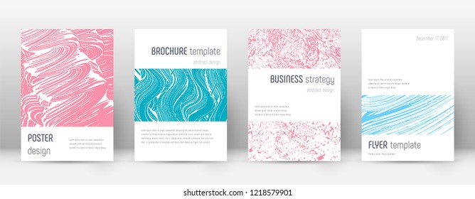 Cover page design template. Minimalistic brochure layout. Classy trendy abstract cover page. Pink and blue grunge texture background. Interesting poster.