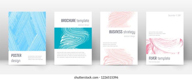 Cover page design template. Minimalistic brochure layout. Classy trendy abstract cover page. Pink and blue grunge texture background. Extra poster.