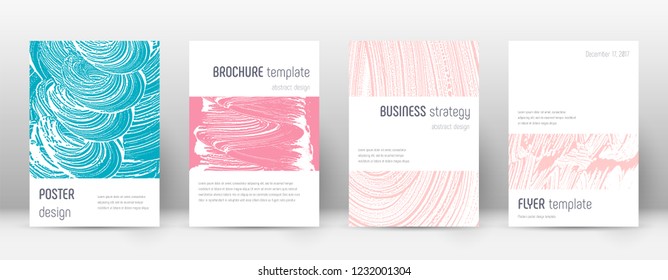 Cover page design template. Minimalistic brochure layout. Classy trendy abstract cover page. Pink and blue grunge texture background. Remarkable poster.