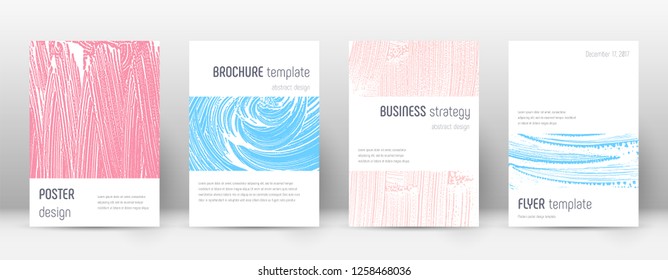 Cover page design template. Minimalistic brochure layout. Comely trendy abstract cover page. Pink and blue grunge texture background. Amazing poster.