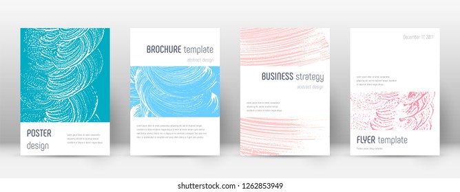 Cover page design template. Minimalistic brochure layout. Classic trendy abstract cover page. Pink and blue grunge texture background. Stunning poster.
