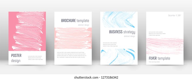 Cover page design template. Minimalistic brochure layout. Classy trendy abstract cover page. Pink and blue grunge texture background. Symmetrical poster.