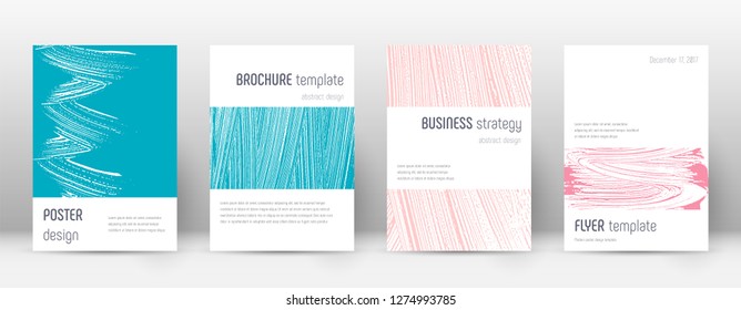 Cover page design template. Minimalistic brochure layout. Classy trendy abstract cover page. Pink and blue grunge texture background. Tempting poster.