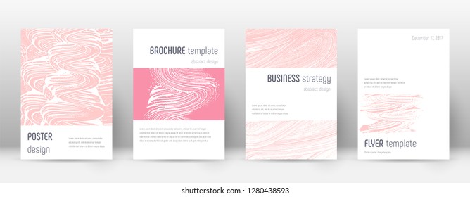 Cover page design template. Minimalistic brochure layout. Classic trendy abstract cover page. Pink and blue grunge texture background. Stylish poster.