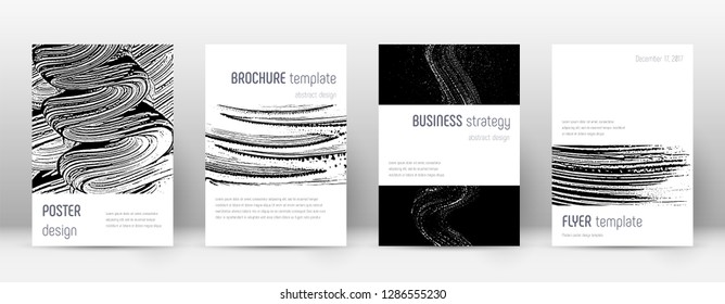 Cover page design template. Minimalistic brochure layout. Classic trendy abstract cover page. Black and white grunge texture background. Lively poster.