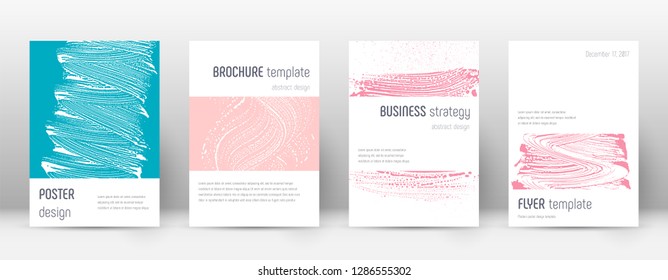 Cover page design template. Minimalistic brochure layout. Classy trendy abstract cover page. Pink and blue grunge texture background. Lovely poster.