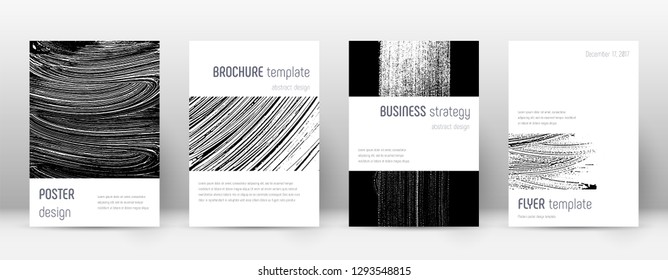 Cover page design template. Minimalistic brochure layout. Classic trendy abstract cover page. Black and white grunge texture background. Powerful poster.