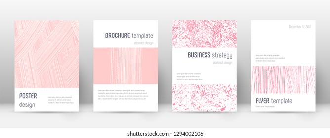 Cover page design template. Minimalistic brochure layout. Classy trendy abstract cover page. Pink and blue grunge texture background. Great poster.