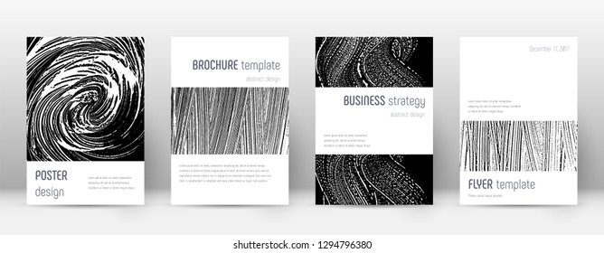 Cover page design template. Minimalistic brochure layout. Classic trendy abstract cover page. Black and white grunge texture background. Eminent poster.