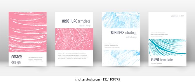 Cover page design template. Minimalistic brochure layout. Classic trendy abstract cover page. Pink and blue grunge texture background. Superb poster.