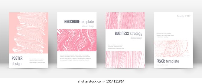 Cover page design template. Minimalistic brochure layout. Classy trendy abstract cover page. Pink and blue grunge texture background. Original poster.