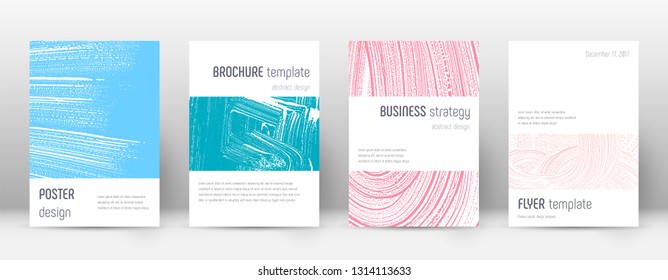 Cover page design template. Minimalistic brochure layout. Comely trendy abstract cover page. Pink and blue grunge texture background. Authentic poster.